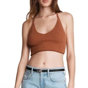 NWT Rag & Bone Pale Copper Soleil Rib Knit Crop Bra Top Size Large